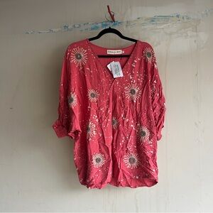 Boho pink top with Sunburst Pattern